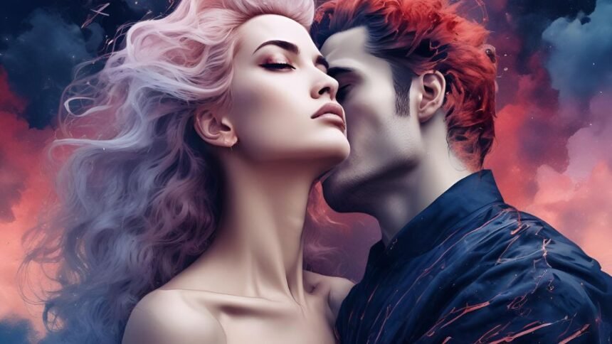 Egy szenvedélyes pár közelről, a Kos férfi udvarlásának szimbóluma.