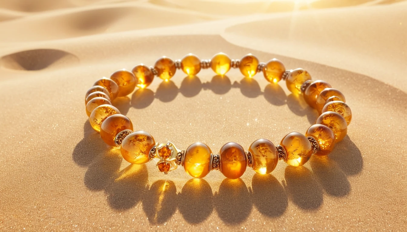 Citrin karkötő hatása – a bőség és pozitív energia köve Egy gyönyörű citrin karkötő, amely a bőség és pozitív energia szimbóluma.