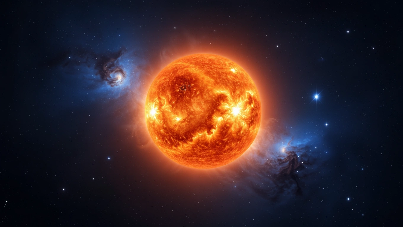 Aldebaran: A Bika csillagkép legfényesebb vörös óriása Egy fényes vörös óriáscsillag, amely a Bika csillagképhez tartozik, csillagokkal körülvéve.