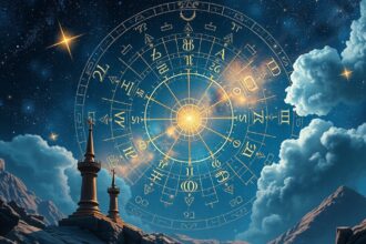 Asztrológiai diagram az égi pólusokkal és csillagokkal