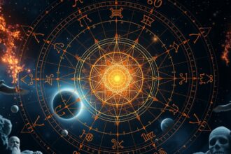 Asztrológiai kör a csomópontokkal és a Sárkányfejjel