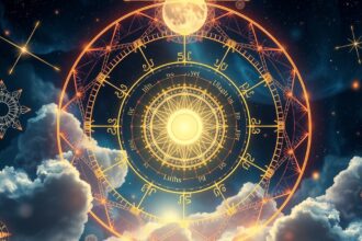 Asztrológiai kör és csillagok a horoszkóp dekádokról