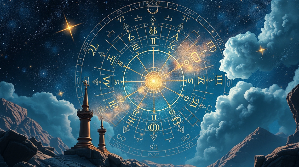 Asztrológiai diagram az égi pólusokkal és csillagokkal