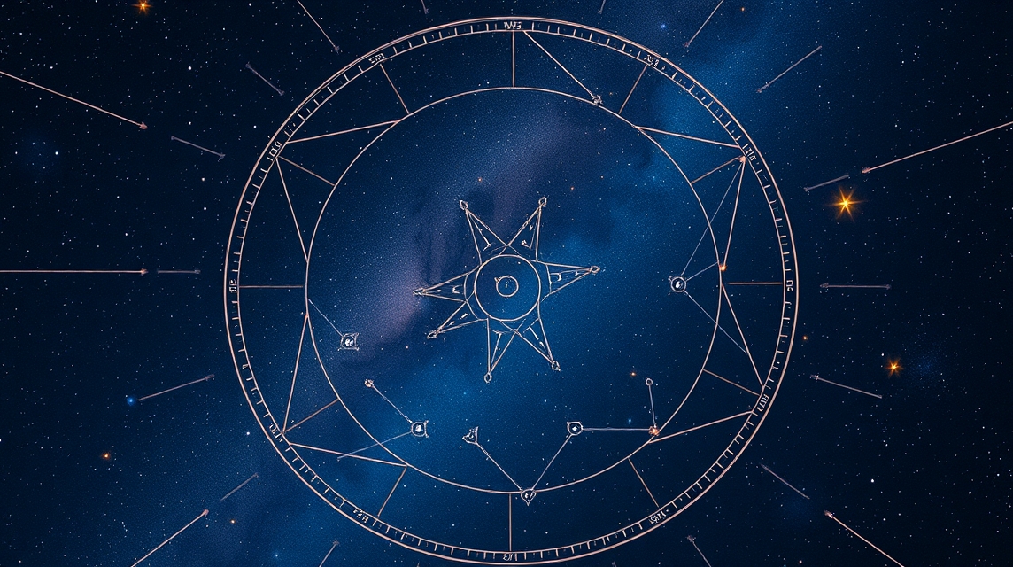 Asztrológiai térkép állócsillagokkal és bolygókkal a világűrben
