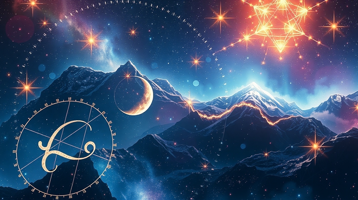 Asztrológiai táj csillagokkal és mintázatokkal