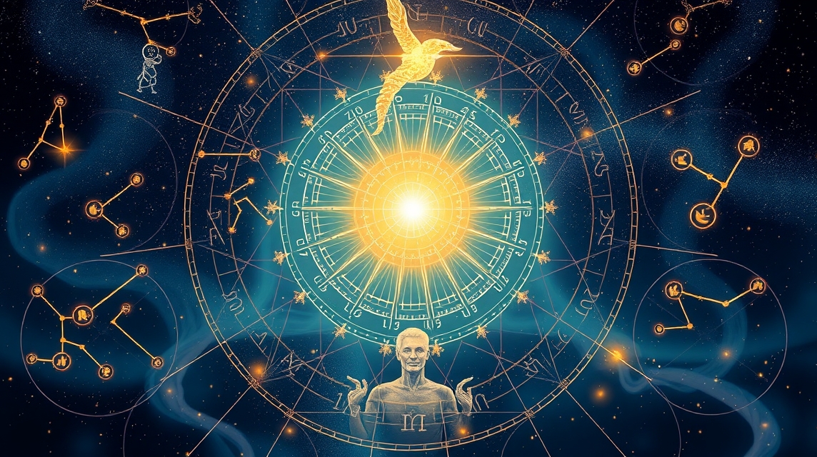 Asztrológiai diagram és teremtő energia megjelenítése