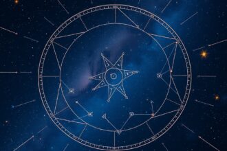 Asztrológiai térkép állócsillagokkal és bolygókkal a világűrben