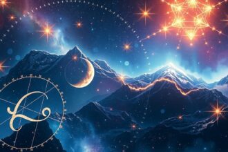 Asztrológiai táj csillagokkal és mintázatokkal