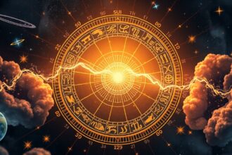 Asztrológiai kör és bolygók energiamintázatai az égen