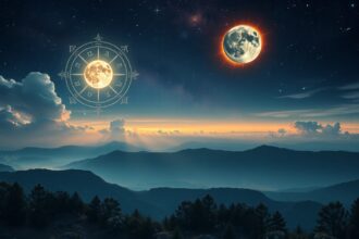 Asztrológiai fogyatkozások égi jelenségei a hegyek felett