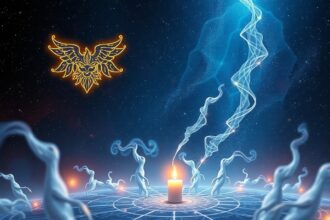 Asztrológiai szimbolika gyertyával és füsttel az univerzumban