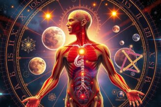 Asztrológia és az emberi test kapcsolatának ábrázolása