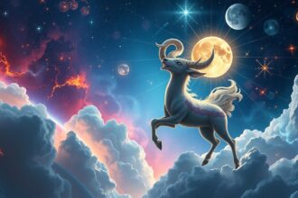 Kos jegy szimbolikája az éjszakai égbolton, új kezdetekkel.