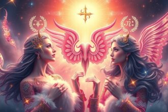 Két női figura csillagjegyek különleges vonzerejével a csillagok alatt.