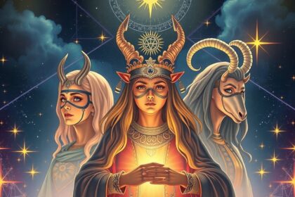 Három csillagjegy női képviselője ezüstös háttérrel