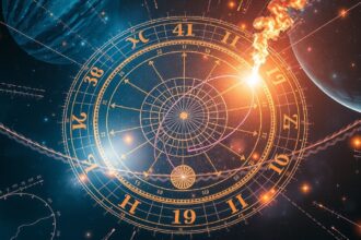 Astrológiai ekliptika és bolygók helyzetének diagram