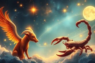 Kos és Skorpió gyerekek a csillagok alatt, játékos formában.