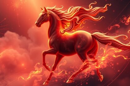 Tűz Ló 2026 szimbolizáló asztrológiai kép