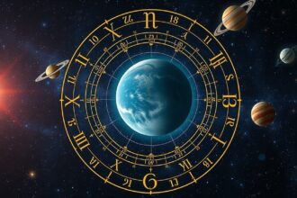 Bolygók és asztrológiai diagram az univerzumban