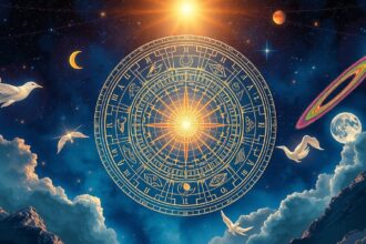 Asztrológiai tárcsa a precesszió jelenségével összefüggésben.