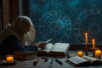 Asztrológus rektifikációt végez az asztrológiai térképen