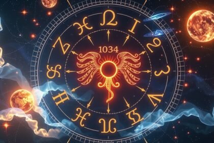 Asztrológiai zodiákus kör és csillagok az égen.