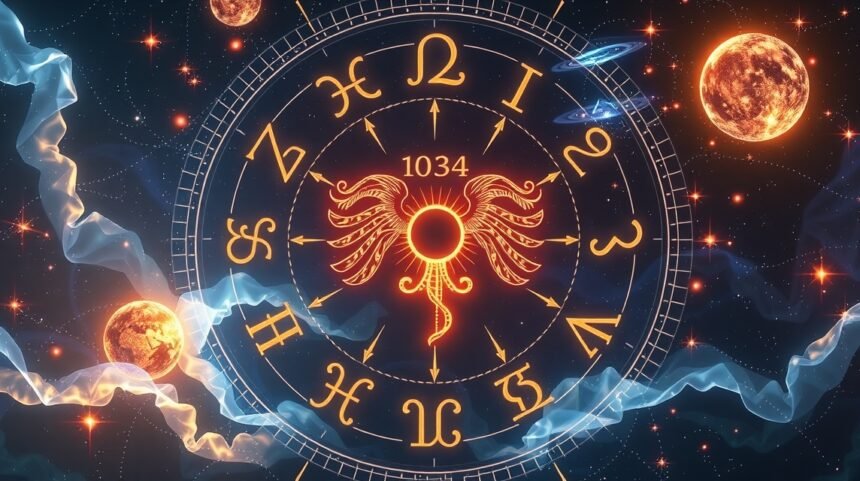 Asztrológiai zodiákus kör és csillagok az égen.
