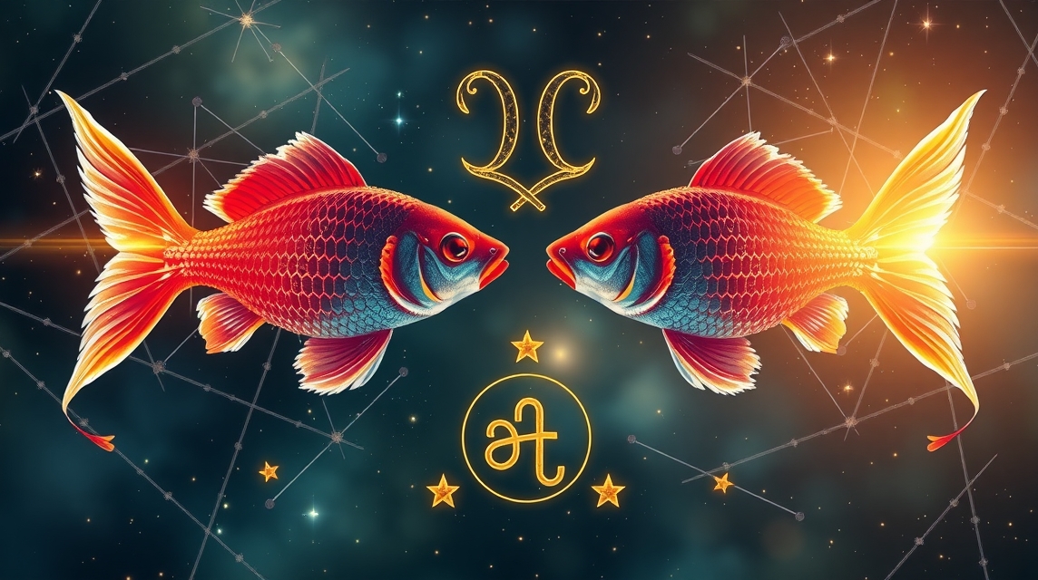 Halak csillagjegy szimbóluma különleges művészi ábrázolásban