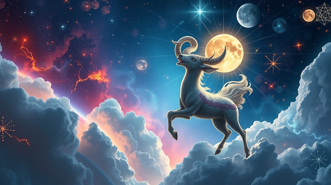 Kos jegy szimbolikája az éjszakai égbolton, új kezdetekkel.