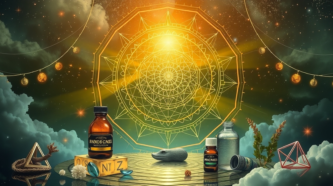 Otthoni gyógymódok és asztrológiai jelképek harmóniája.