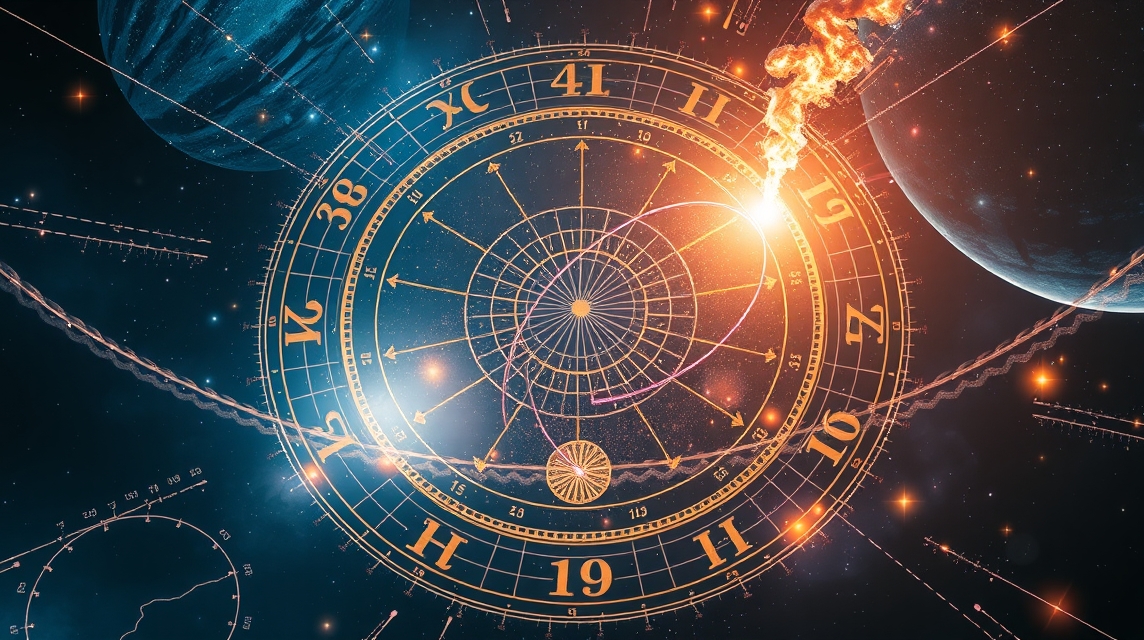 Astrológiai ekliptika és bolygók helyzetének diagram