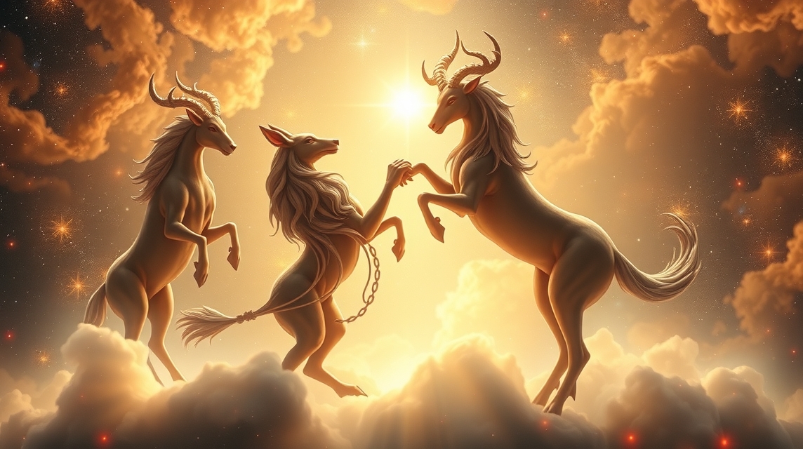 Három csillagjegy hűséget szimbolizáló képe az égen.