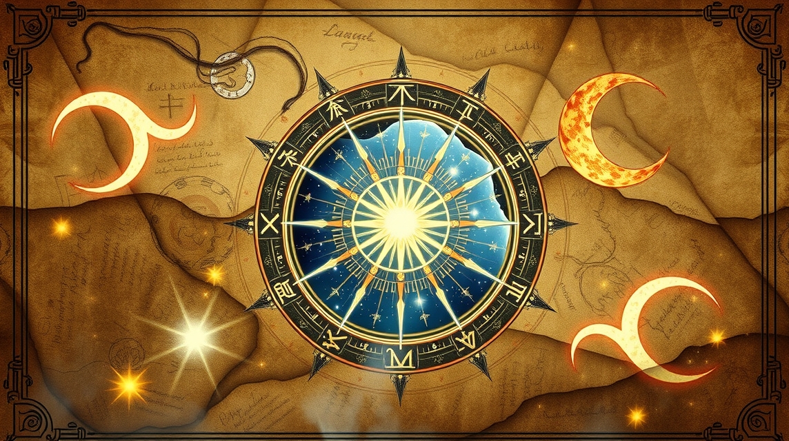 Asztrológiai térkép és hyleg szimbólumok