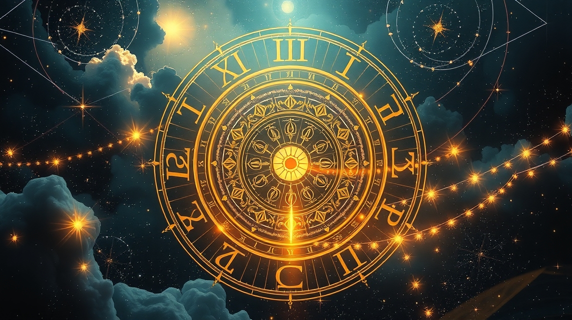 Asztrológiai kör, amely az égitestek és a horoszkóp jegyeit ábrázolja.