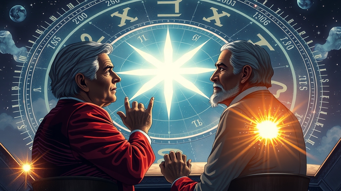 Két politikus beszélget az asztrológia és a hatalom összefüggéseiről.