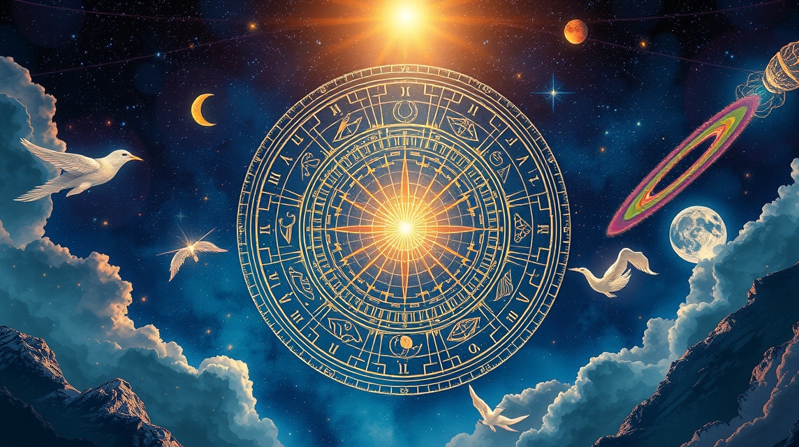 Asztrológiai tárcsa a precesszió jelenségével összefüggésben.