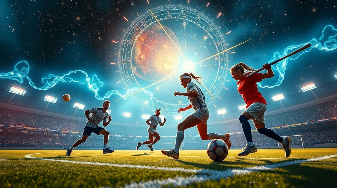 Sportolás asztrológiai elemekkel bemutató képe