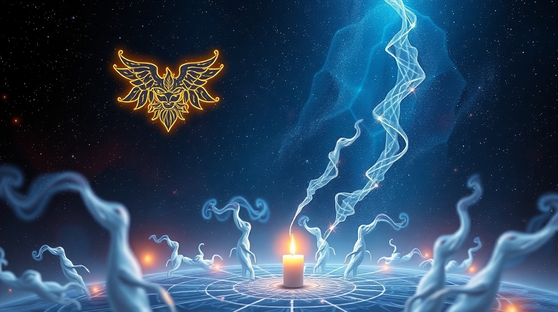Asztrológiai szimbolika gyertyával és füsttel az univerzumban