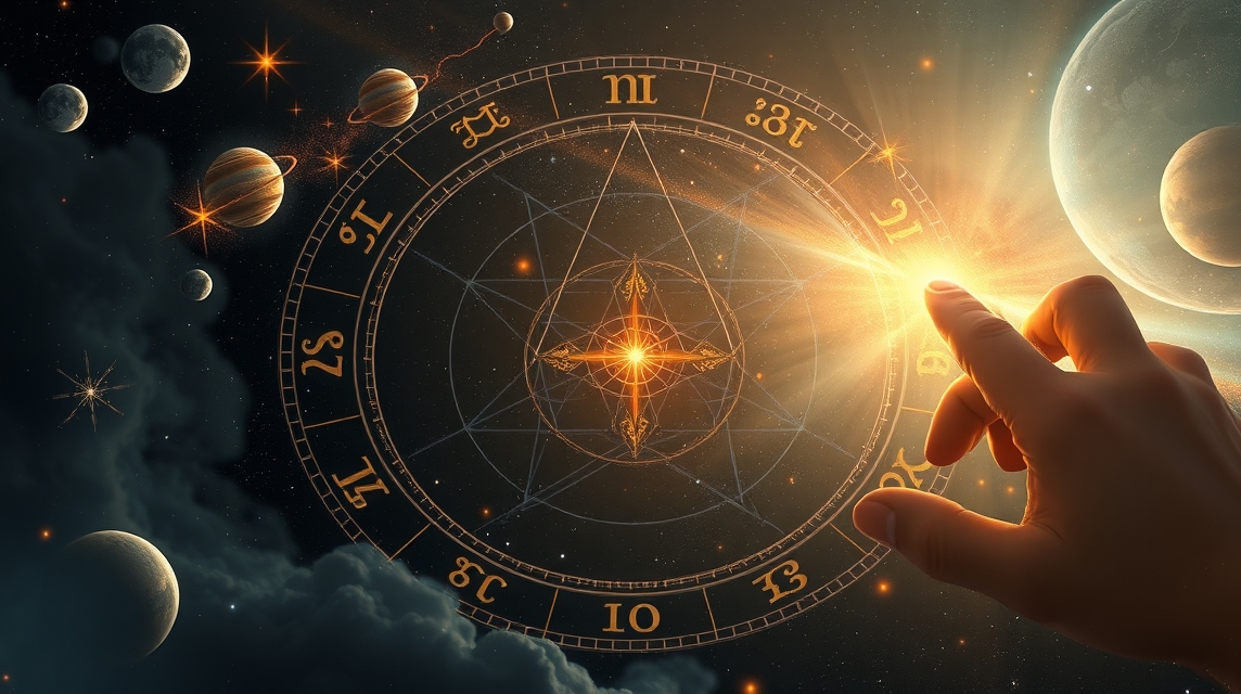 Asztrológiai diagram és bolygók a kozmoszban
