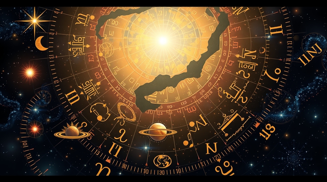 Születési horoszkóp térkép az asztrológiában, bolygóállásokkal.