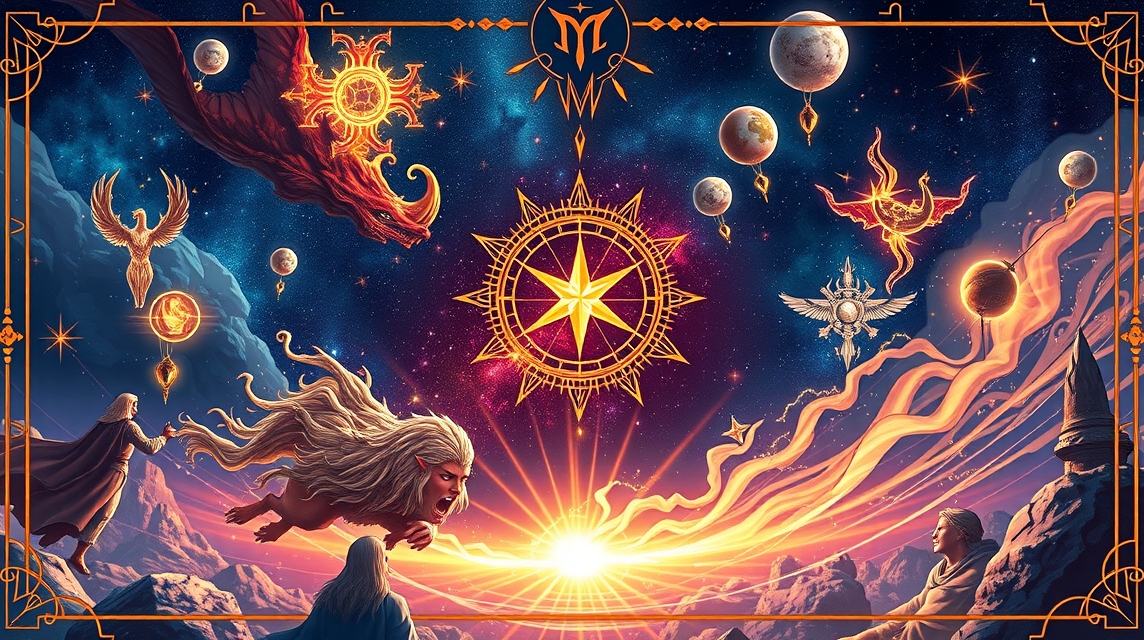 Asztrológiai szimbólumok és energiák képe, támadás és védekezés módszerei