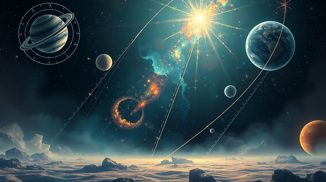 Asztrológiai üresjárat, bolygók és csillagok a univerzumban.