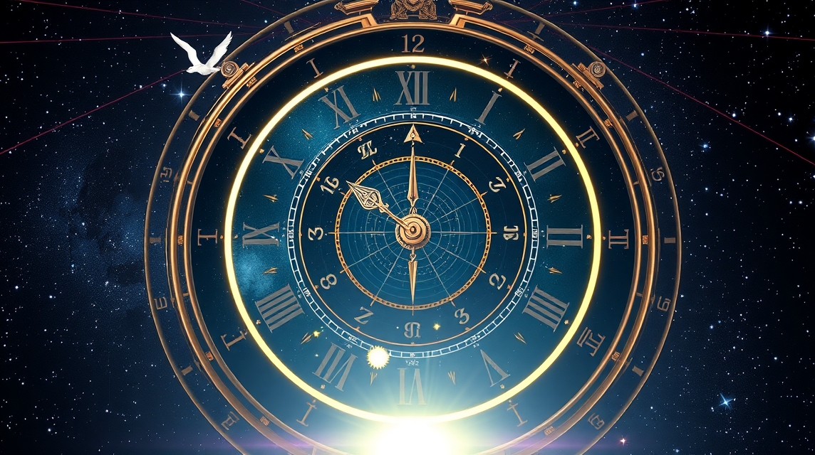 Asztrológiai világidő órája csillagos háttérrel