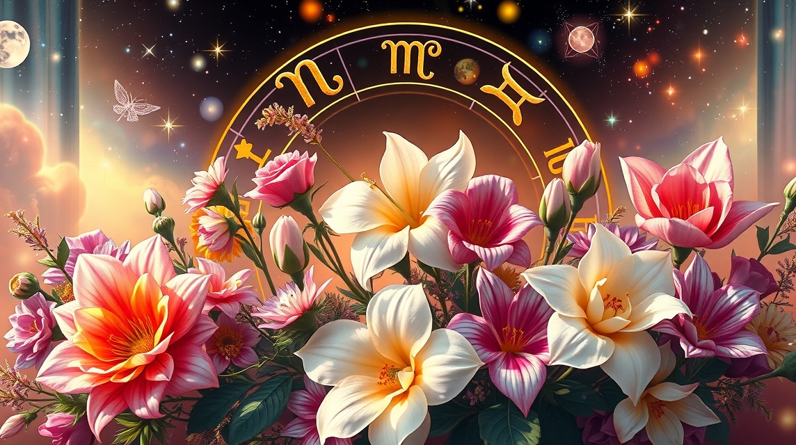 Virágok és csillagjegyek összekapcsolása asztrológiában.