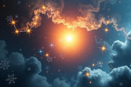 Csillagos égbolt és felhők 2026 januári horoszkóphoz