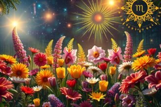 Virágok csillagjegyek szerint a kertben, színes virágágyás