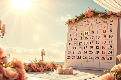 Esküvői dátum választás, naptár rózsákkal díszítve