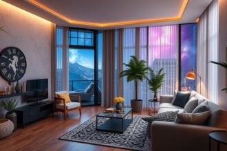 Modern lakás berendezés csillagjegy alapján, harmonikus színek és dizájn.