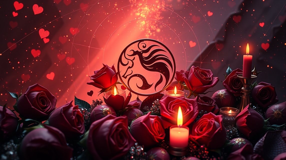 Romantikus Valentin-napi dekoráció rózsákkal és gyertyákkal.